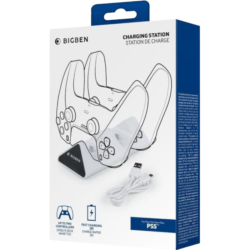 Bigben charging station za 2 x PS5 Dualsense kontrolere USB A - USB c kabel - Slika 2