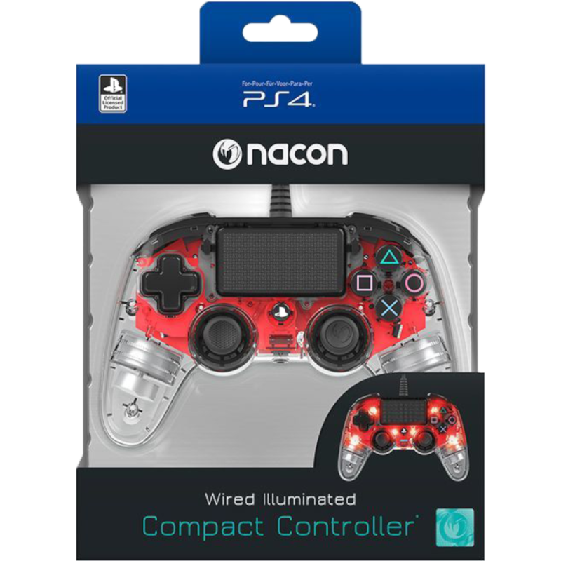 Bigben Wired Nacon Controller PS4/PC 3m kabel Prozirni Crveni - Slika 2