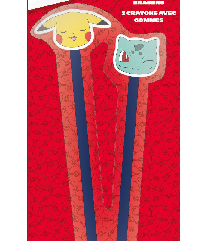 POKEMON - PIKACHU AND BULBASAUR - 2 PENCILS WITH ERASER