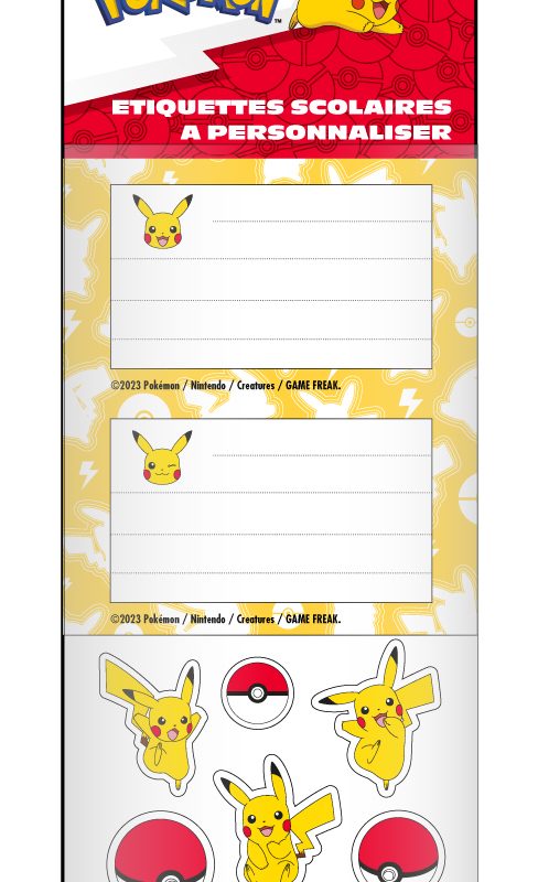 POKEMON - PIKACHU - SCHOOL STICKERS LABEL