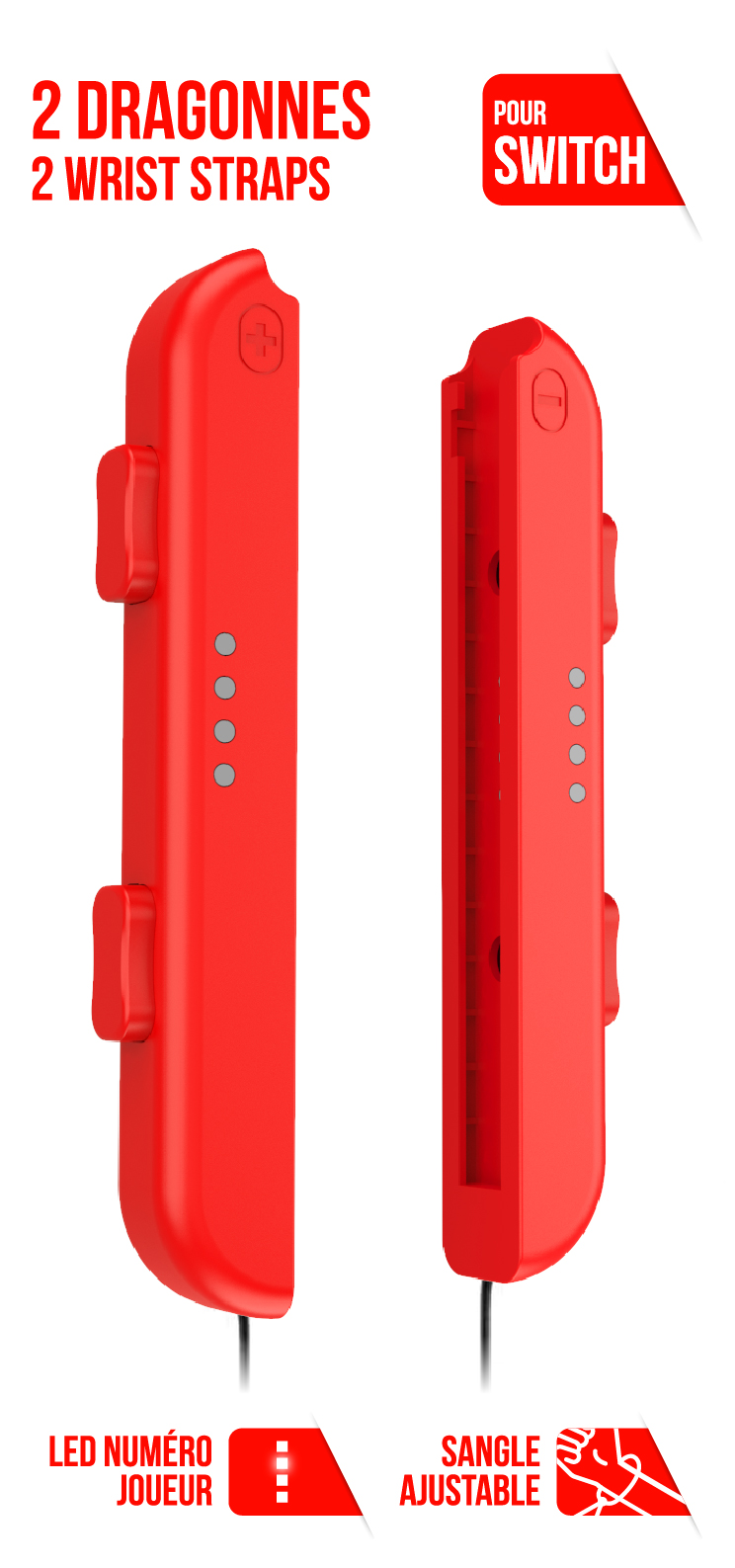 F&G JOY-CON HAND WRIST STRAP - 1 PAIR RED - Slika 5