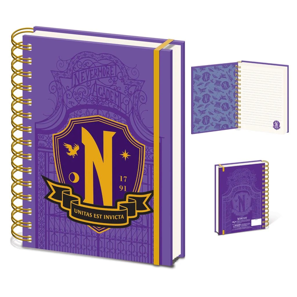 PYRAMID WEDNESDAY (NEVERMORE SHIELD) A5 WIRO NOTEBOOK - Slika 5