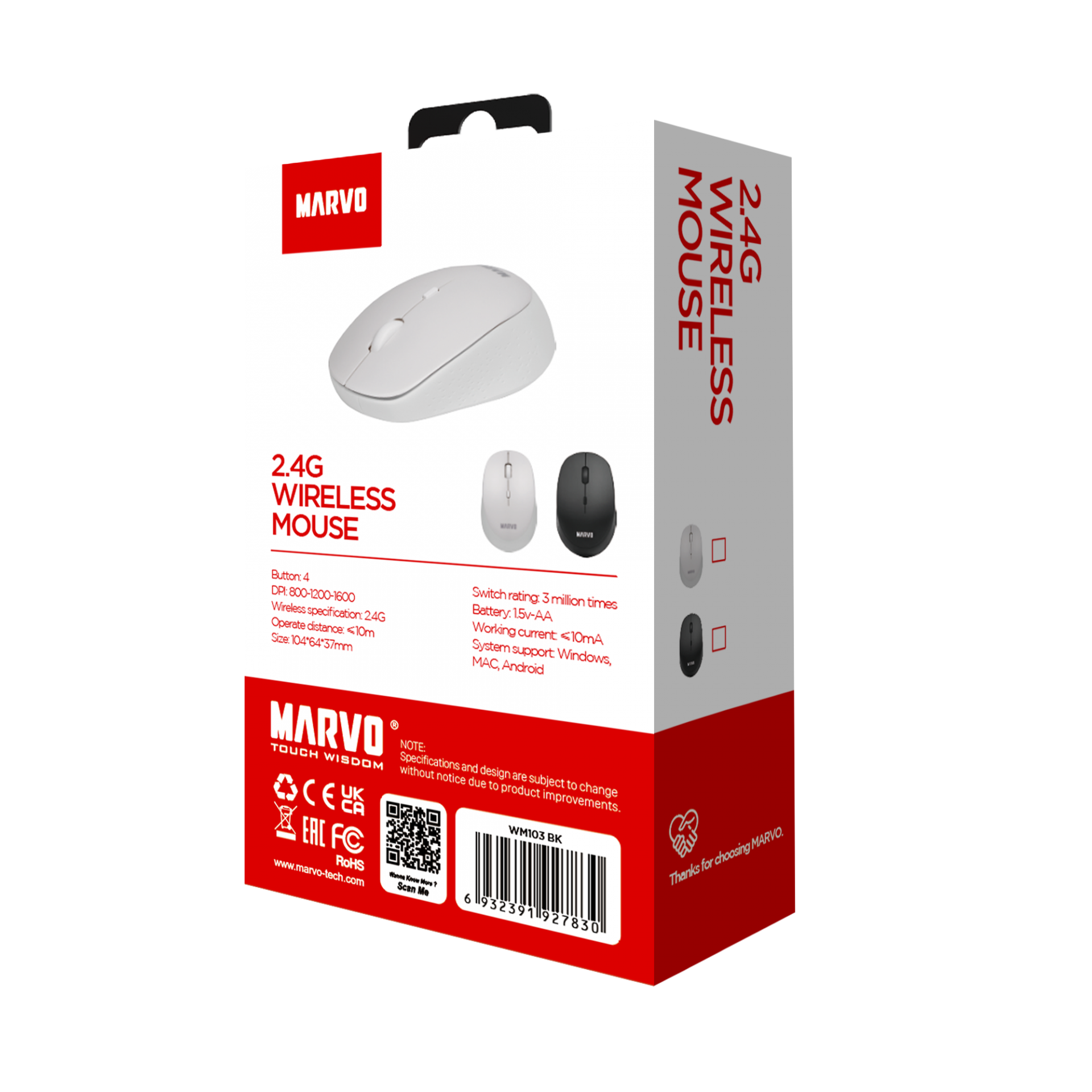 MARVO OFFICE WM103 WH WIRELESS MOUSE - Slika 8
