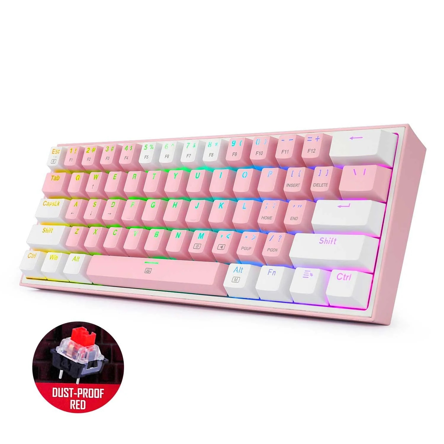 KEYBOARD - REDRAGON FIZZ K617 RGB WIRED PINK/WHITE RED SWITCH - Slika 3