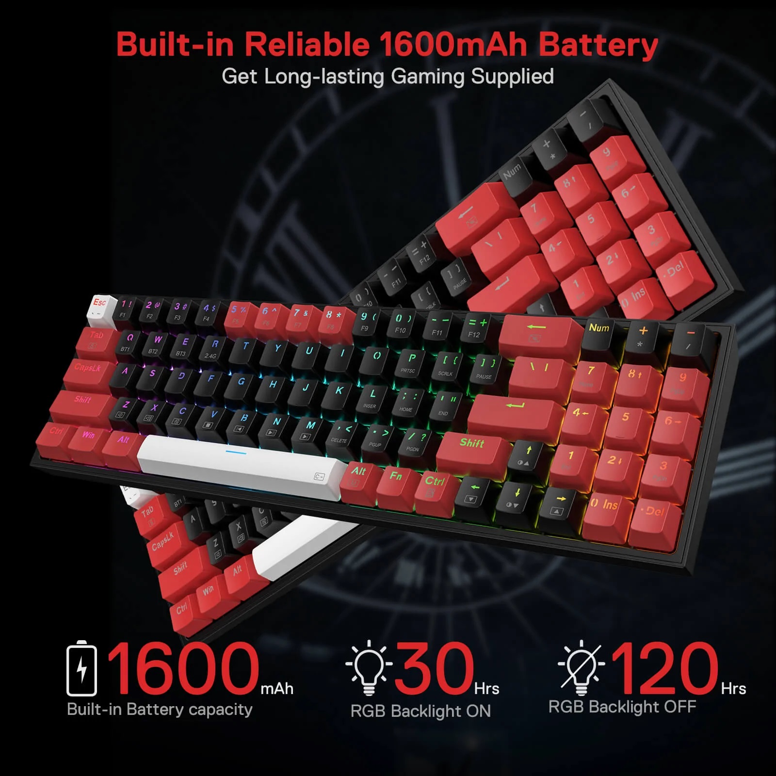 KEYBOARD - REDRAGON POLLUX K628RGB PRO WIRED/WIRELESS/BT MECHANICAL RED SWITCH - Slika 6