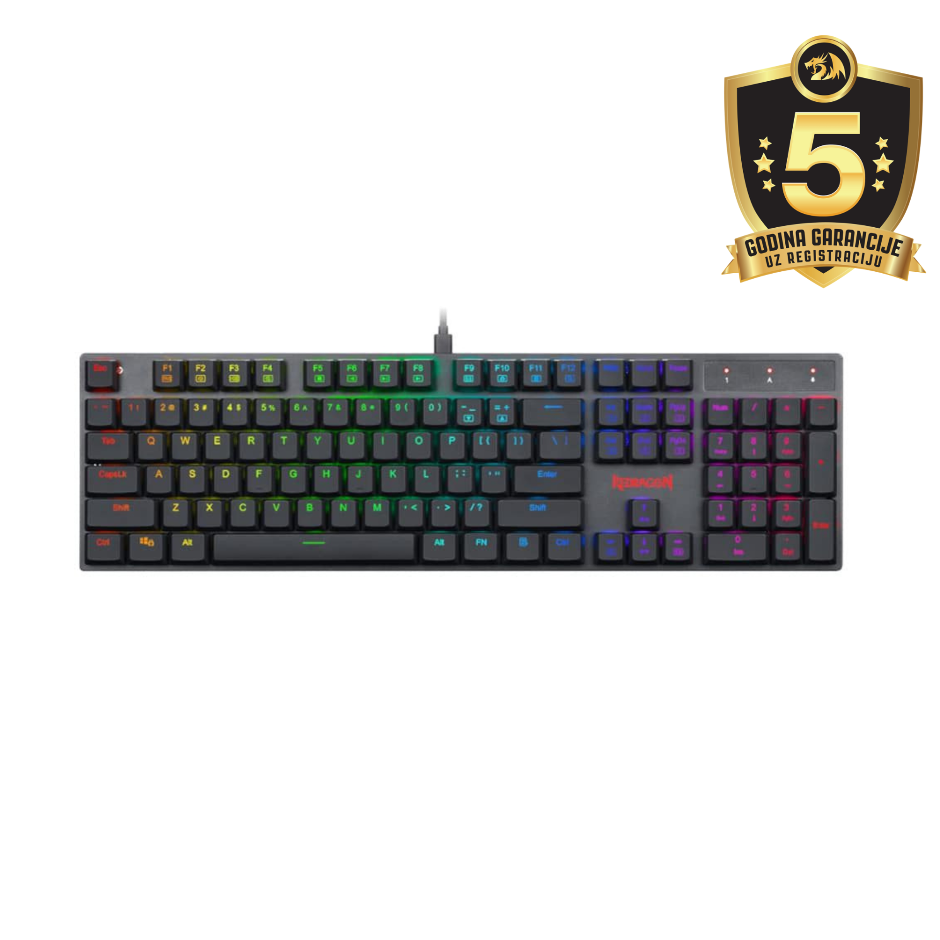 KEYBOARD - REDRAGON APAS K535-KB RGB WIRED MECHANICAL BLUE SWITCH