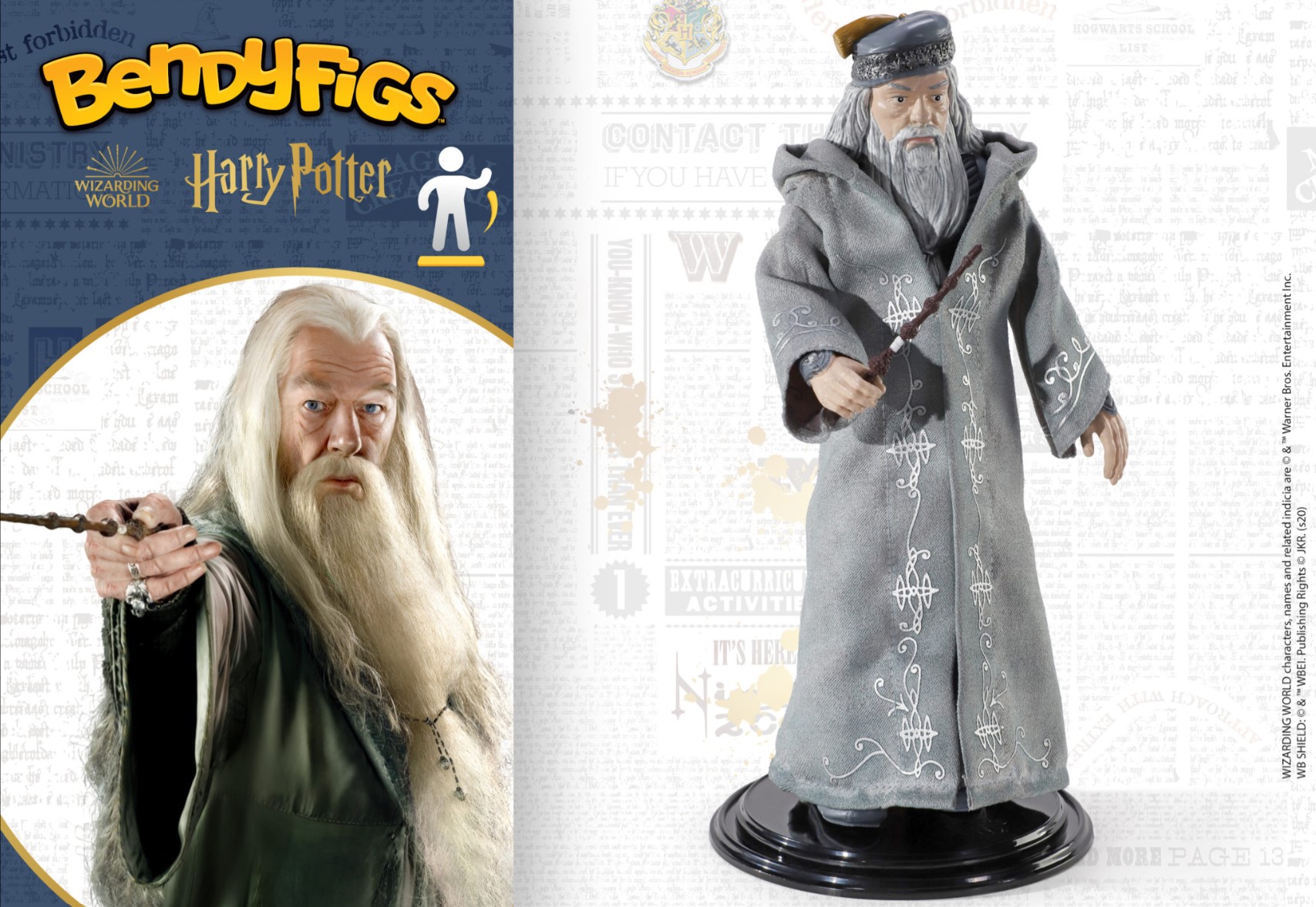 NOBLE COLLECTION Bendyfigs Harry Potter Albus Dumbledore Figurine