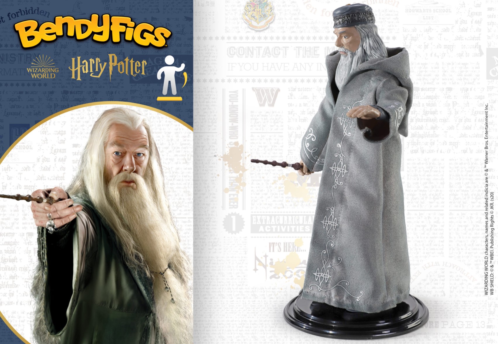 NOBLE COLLECTION Bendyfigs Harry Potter Albus Dumbledore Figurine - Slika 3