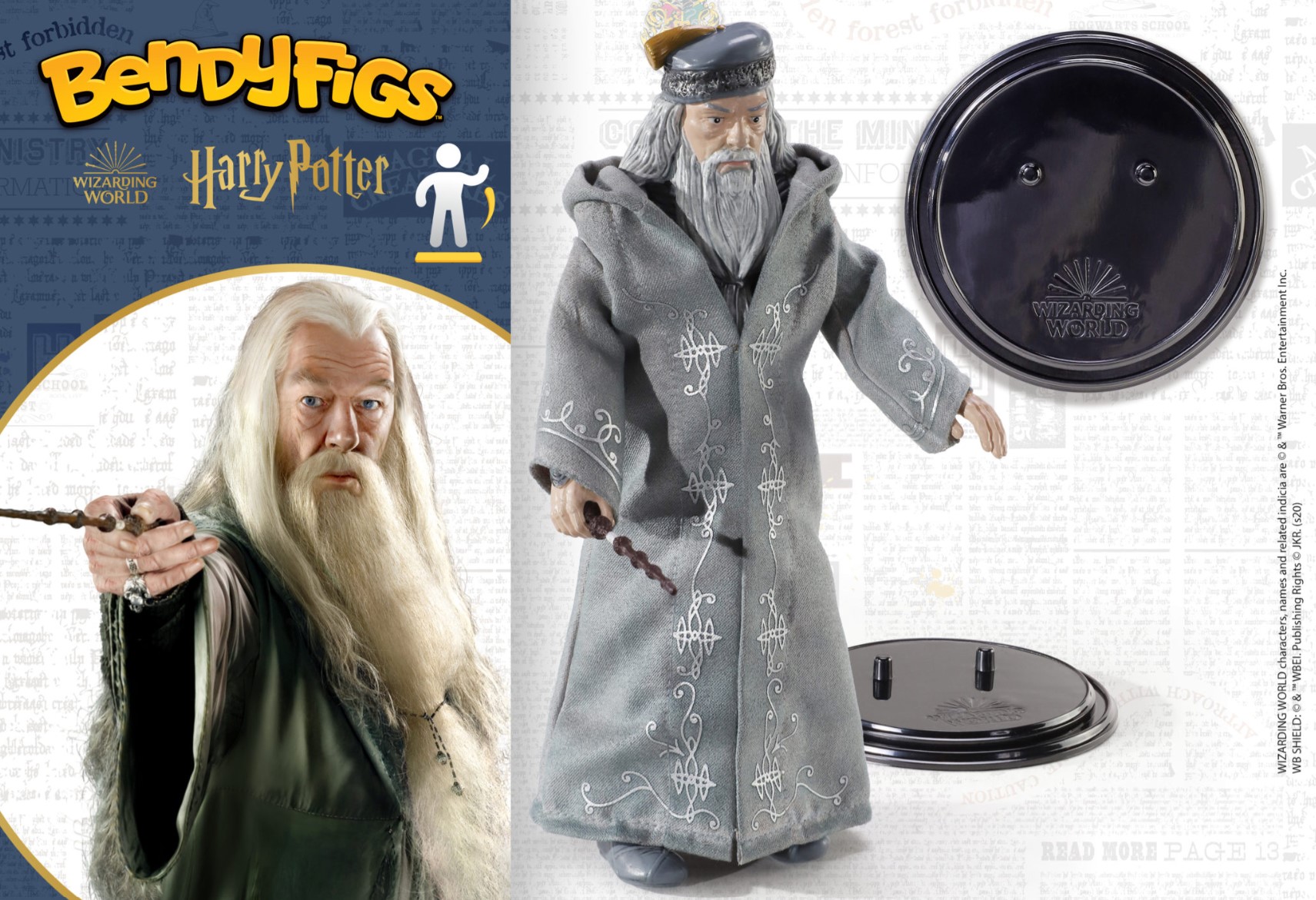 NOBLE COLLECTION Bendyfigs Harry Potter Albus Dumbledore Figurine - Slika 5