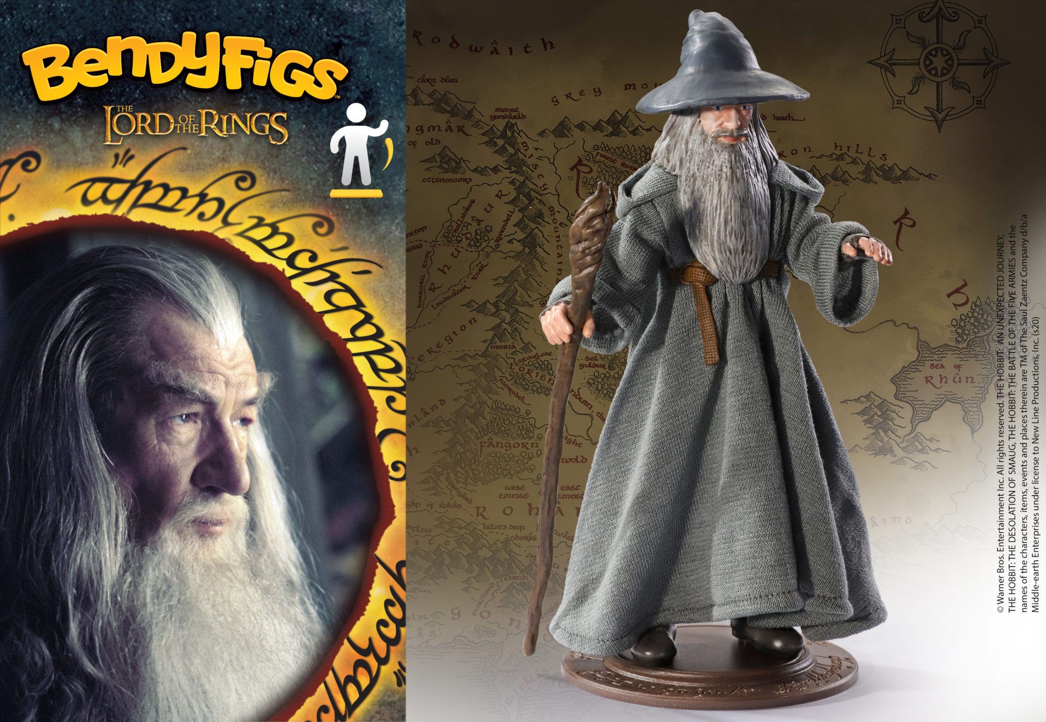 NOBLE COLLECTION Bendyfigs Lord of the Rings Gandalf Figurine