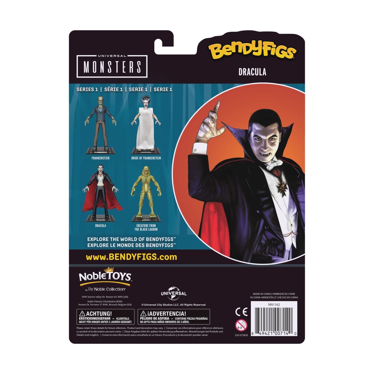 NOBLE COLLECTION Bendyfig Universal monsters Dracula figurica - Slika 9