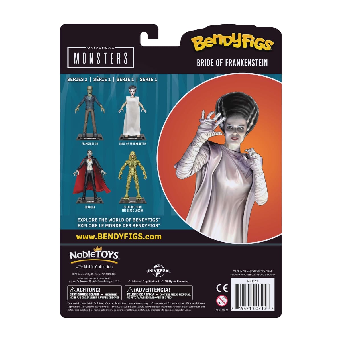 NOBLE COLLECTION Bendyfig Universal monsters Bride of Frankenstein figurica - Slika 9