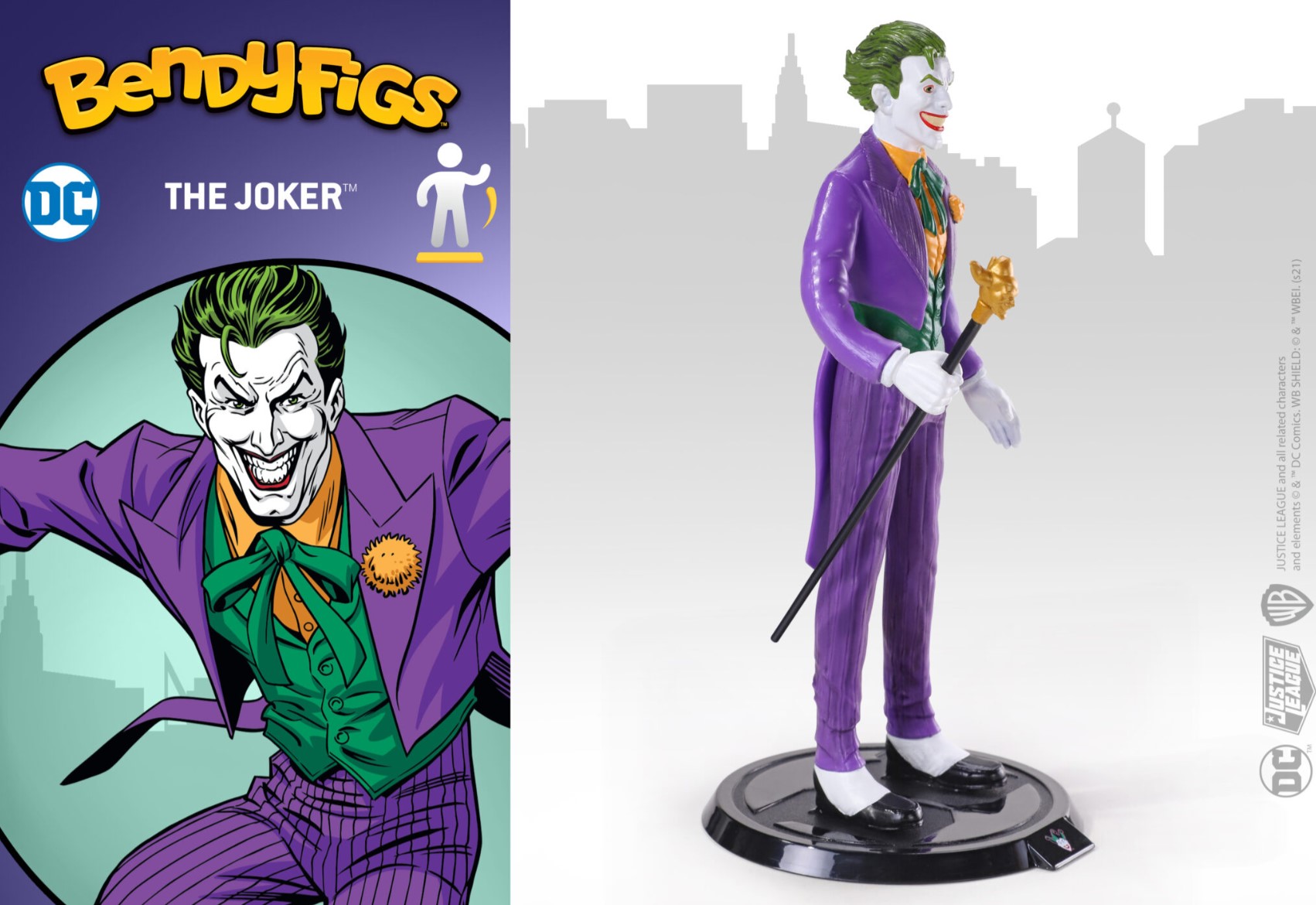 NOBLE COLLECTION Bendyfigs DC Batman (Comic) The Joker Figurine - Slika 3