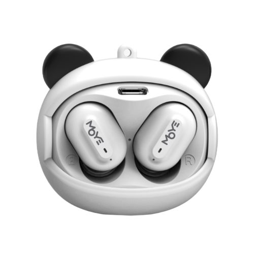 MOYE Flip Face True Wireless Earphones u kućištu za punjenje, crne i bijele boje, Bluetooth 5.4 bežične slušalice za djecu