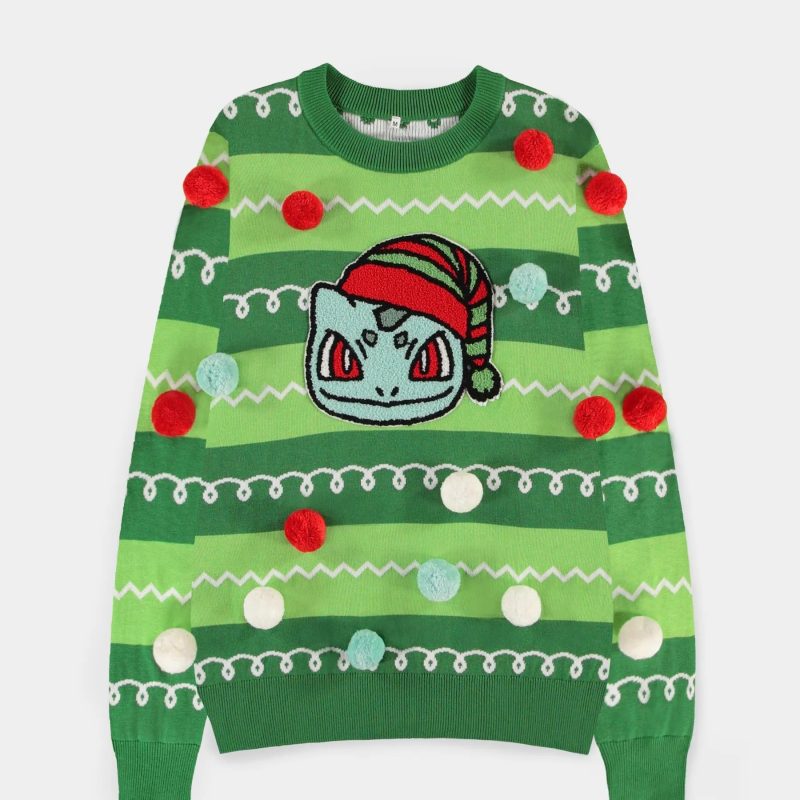 DIFUZED POKEMON - BULBASAUR PATCHED CHRISTMAS JUMPER - L