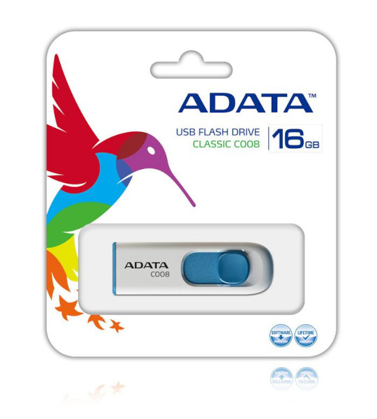 ADATA C008, 16GB, USB2.0, bijelo-plavi