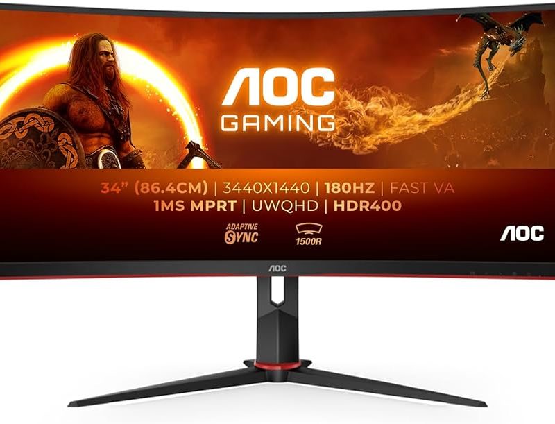AOC LED 34", CU34G2XP, HDMIx2, DP, 180Hz, 1ms
