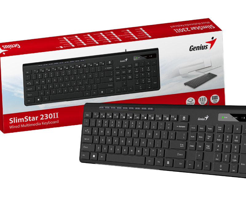 Genius SlimStar 230 II, tipkovnica, USB, crna