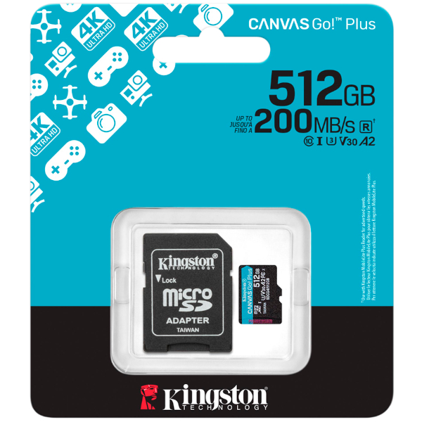 Kingston microSD, Canvas Go! Plus,R200/W160, 512GB