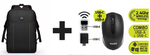 Port premium pack ruksak 15,6" + bežični miš, crna