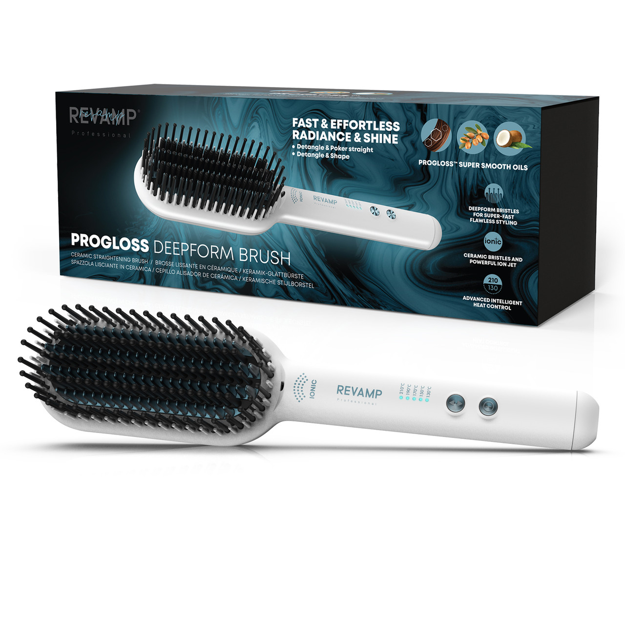 REVAMP PROGLOSS DEEPFORM CERAMIC STRAIGHTENING BRUSH - WHITE BR-1850