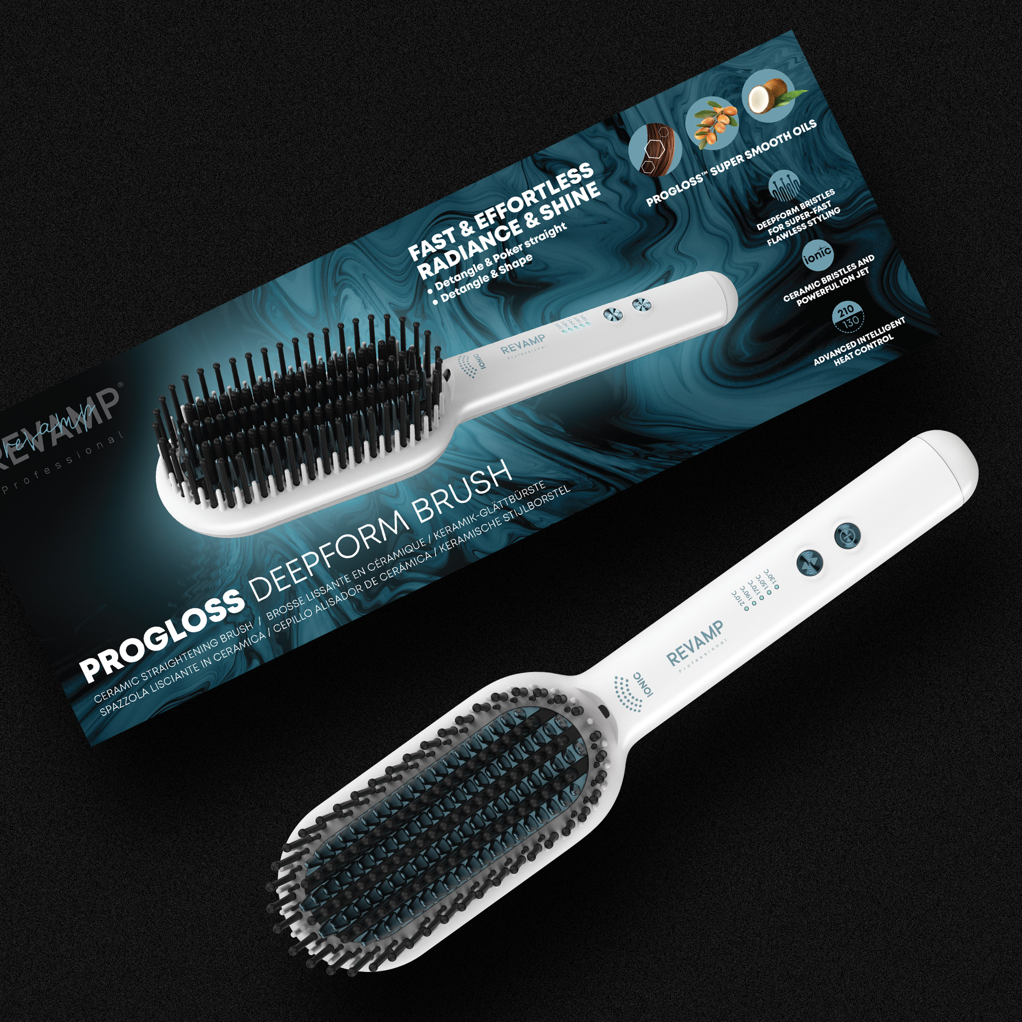 REVAMP PROGLOSS DEEPFORM CERAMIC STRAIGHTENING BRUSH - WHITE BR-1850 - Slika 7