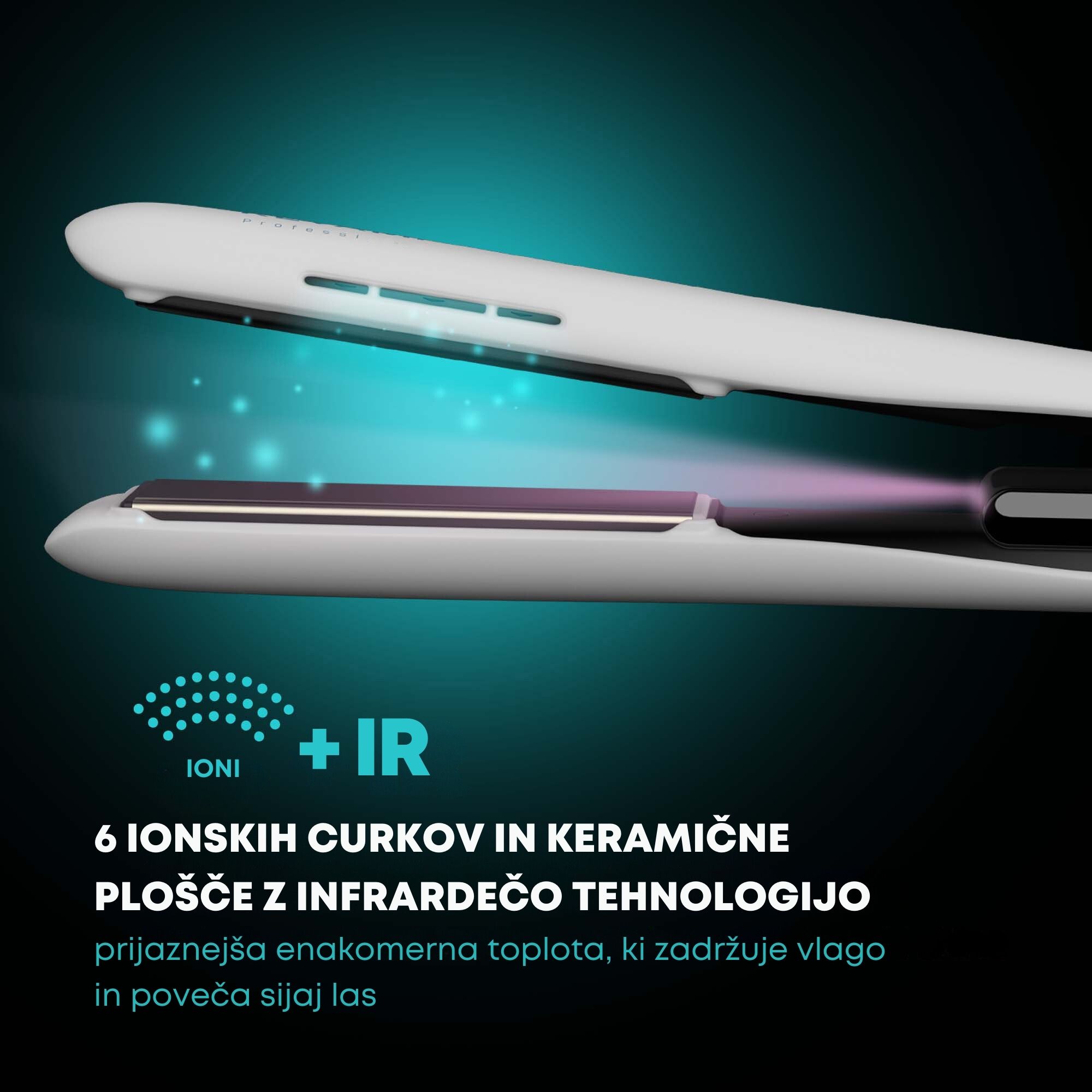 REVAMP PROGLOSS ION SHINE CERAMIC HAIR STRAIGHTENER - WHITE ST-1850 - Slika 4
