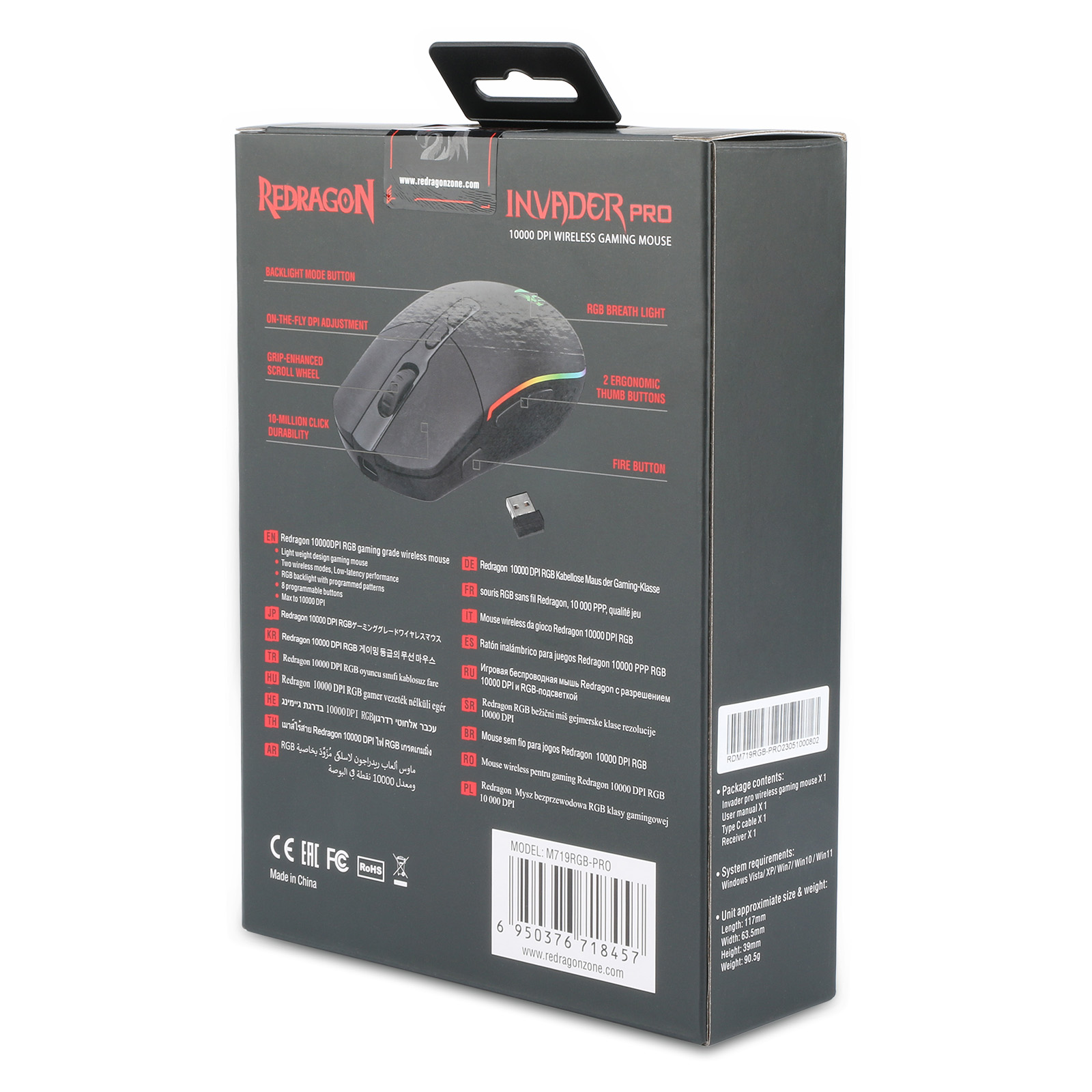 MOUSE - REDRAGON INVADER PRO M719-RGB WIRED - Slika 8