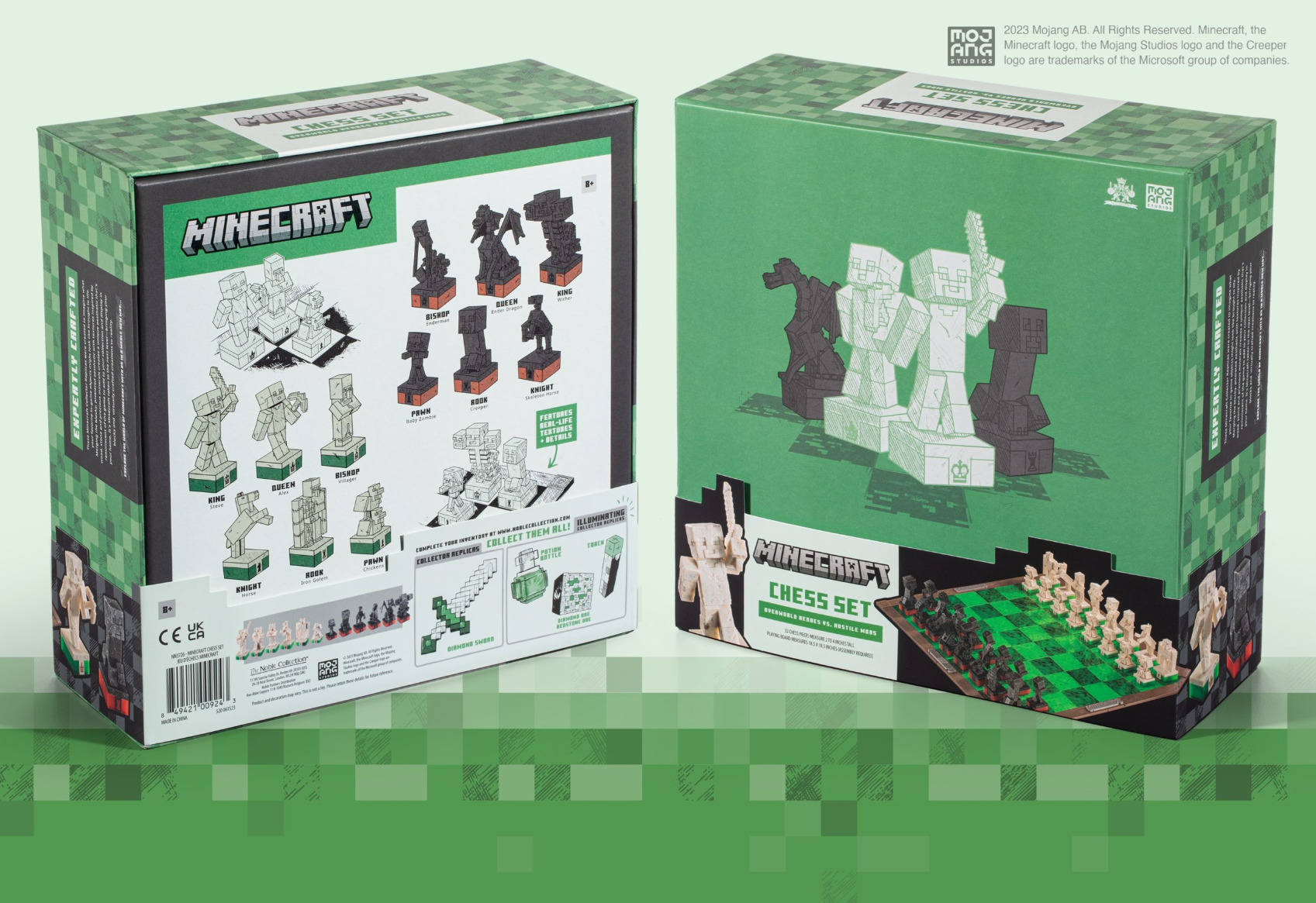 NOBLE COLLECTION Minecraft Overworld Heroes Vs. Hostile Mobs Chess Set - Slika 4