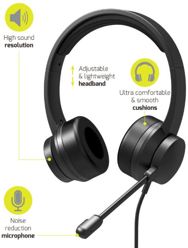 Port slušalice COMFORT USB-A/C+mikrofon, crne