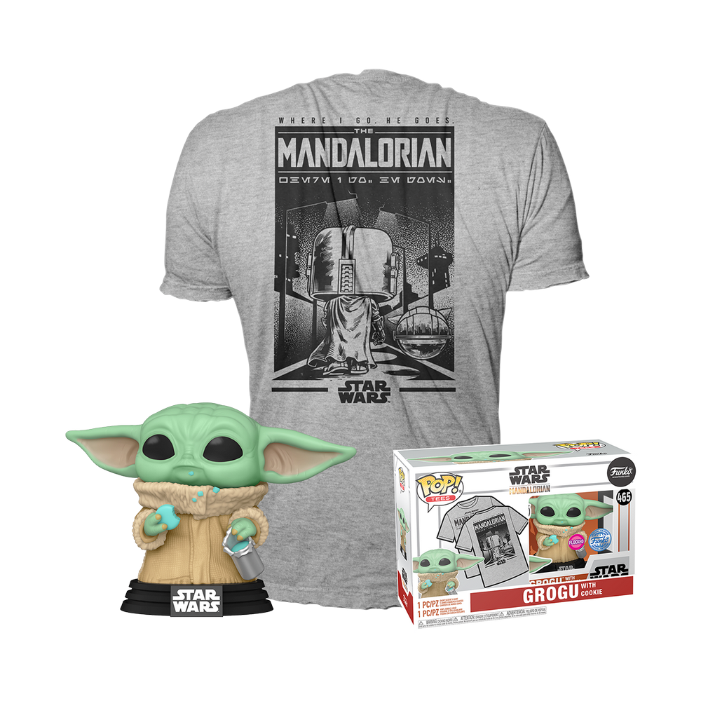 FUNKO POP & TEE: MANDO - GROGU W/COOKIE